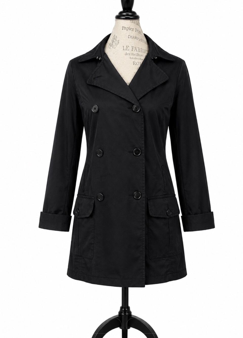 Theory Black Trench Coat Women's Midi Jacket Utility Pockets Italy Size Small